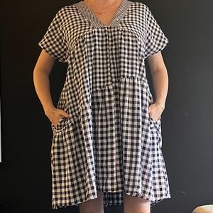 Blk/wht checkered baby doll dress
